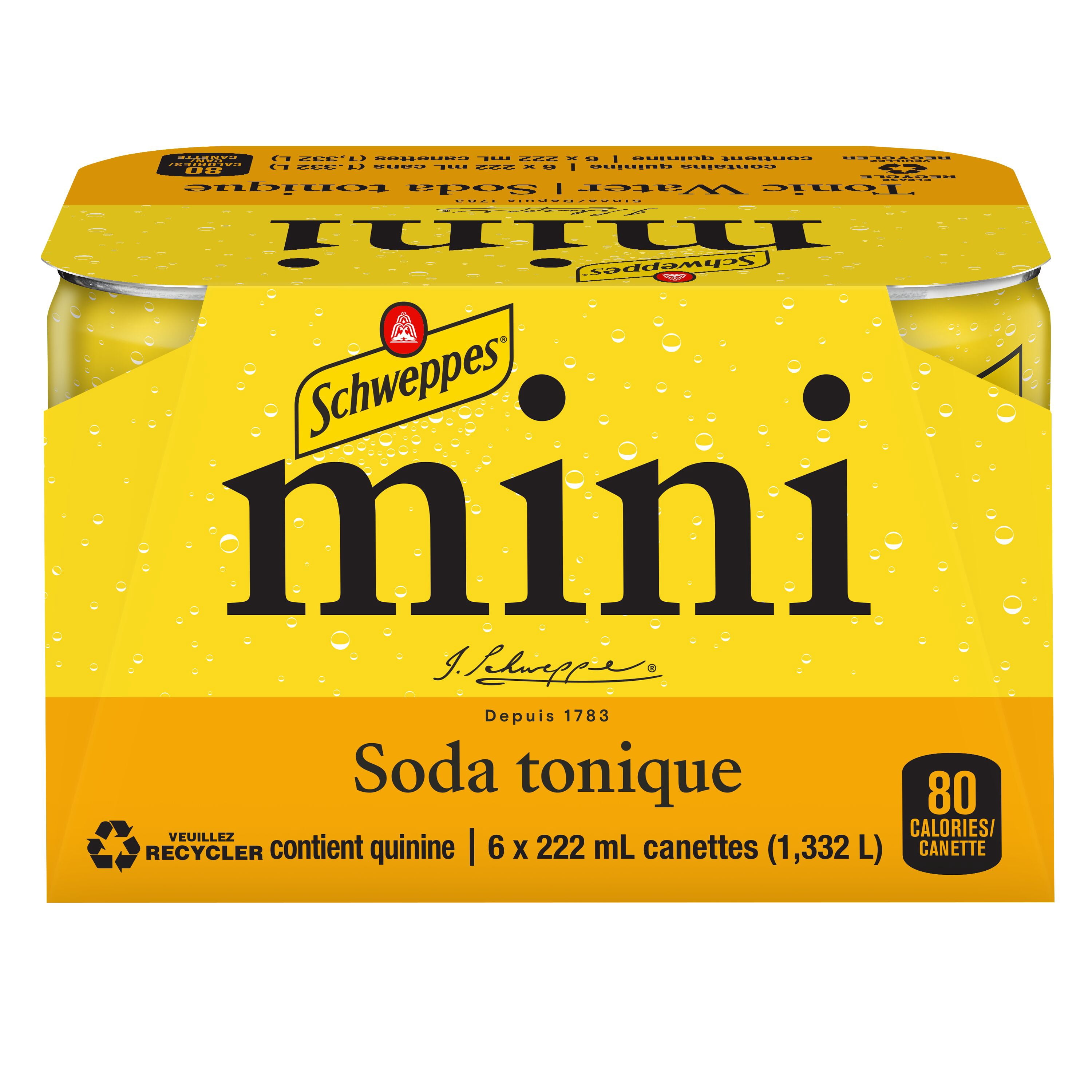 Schweppes Eau Tonique 6 x 222 ml, Mini canettes