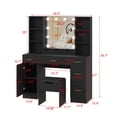 thumbnail image 4 of GloryStar Vanity Desk with Mirror and Lights, Modern Makeup Vanity Table with Chair/Power Outlets/5 Drawers/9 Storage Shelves/3 Lighting Colors, Large Storage Dressing Table Set for Bedroom Corner, 4 of 7