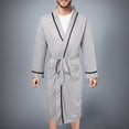 thumbnail image 2 of Kcodviy Mens Spring and Summer Flannel on Bottoms Cotton Bathrobe Cotton Pajamas for Men Bathrobe Spring and Autumn Pajamas Stripes Bathrobe Mens Pajamas Home Wear, 2 of 7