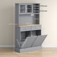 thumbnail image 3 of HOMCOM Kitchen Pantry Cabinet, Storage Cabinet w/ Charging Station, Grey, 3 of 10