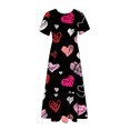 thumbnail image 4 of Robe d'Été pour Femmes 2024 Mode Grande Taille Décontractée à Manches Courtes Col Rond Robe Décontractée Fluide à Volants Maxi Robe de Plage avec Poches Robe à Imprimé de la Saint-Valentin Rabais de 50 % Liquidation!, 4 of 4