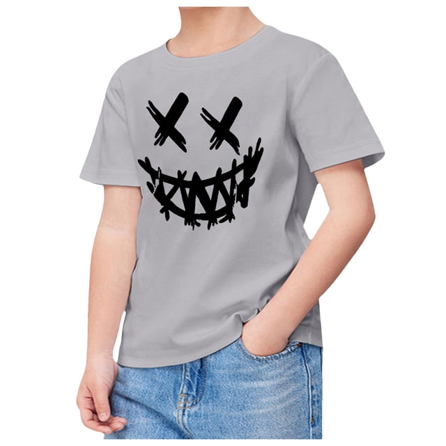 TZEWGL Cute Graphic Printed Short Sleeved Crewneck Solid Color Shirt For Kid Clothes For Kids size 6-7T