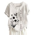 thumbnail image 1 of Birdeem Womens Summer Casual Round Neck Short Sleeve Printing Loose Shirt Tops, 1 of 3