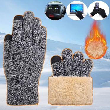 Solde d'Économies d'Hiver! Cameland Gants d'Hiver pour Hommes et Femmes d'Extérieur avec Doublure en Molleton, Écran Tactile, Chauds, Extensibles, Épais, Gants Tricotés, Gants en Laine, Gants Thermiques