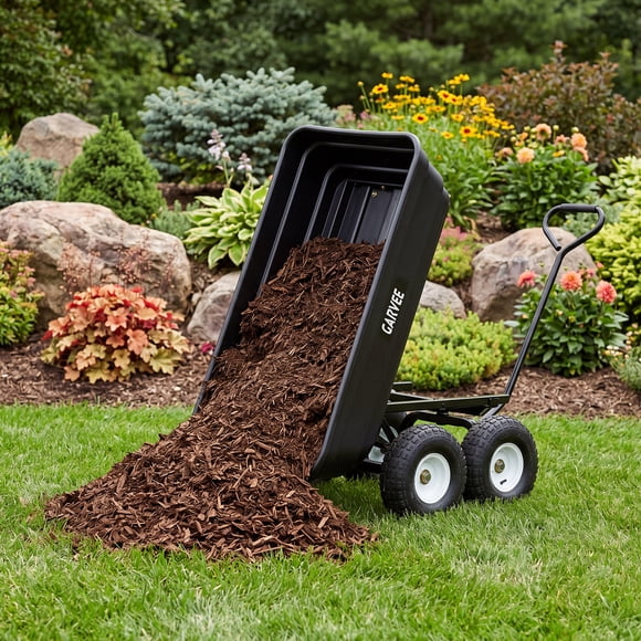 GOGRANT Chariot-Benne de Jardin 600 Lb, Chariot de Cour en Poly avec Moyeu en Métal et Pneus Pneumatiques, Benne à Dégagement Rapide pour Pelouse, Jardin, Aménagement Paysager, Ferme
