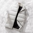 thumbnail image 2 of Penkiiy Gilet Sans Manches Rembourré à Col Montant à Fermeture Éclair Complète pour Homme, Extérieur Décontracté, Veste Sans Manches S Blanc, 2 of 3