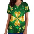 thumbnail image 2 of Mceream Nurse St Patricks Day Shirt for Womens Breathable Plus Size Nurse Working Uniform Shamrocks Print Scrub Tops V Neck Short Sleeve Fun Nursing Uniforms Green L, 2 of 6