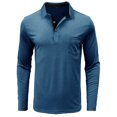 thumbnail image 1 of Penkiiy Mens Long Sleeve T-Shirts Casual Button V Neck Basic Shirts Trendy Solid Color Oversized Tees Tops with Pocket XL Blue, 1 of 5