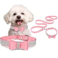 thumbnail image 3 of CNKOO 2pcs Sparkling Rhinestone Dog Collar & Leash Set for Small & Medium Dogs  Cute Bow Tie Collar with Escape-Proof Rope, 3 of 7