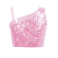 thumbnail image 2 of iixpin Girls Off Shoulder Tops Kids Sparkle Glitter Spaghetti Straps Pageant Crop Tank Top Pink 8, 2 of 6