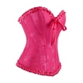 thumbnail image 4 of Ruffle Corset Hauts Femmes Floral Gaine de Taille Bustier à Armatures Shapewear Overbust Fête Rehausseur Corsets pour Robe Rose Vif, TP, 4 of 6