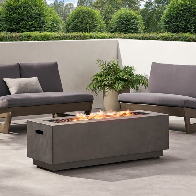 Deiokin Rectangular Iron Fire Pit 50,000 BTU, 48" Outdoor Propane Fire Pit with Powder-Coated Frame for Patio