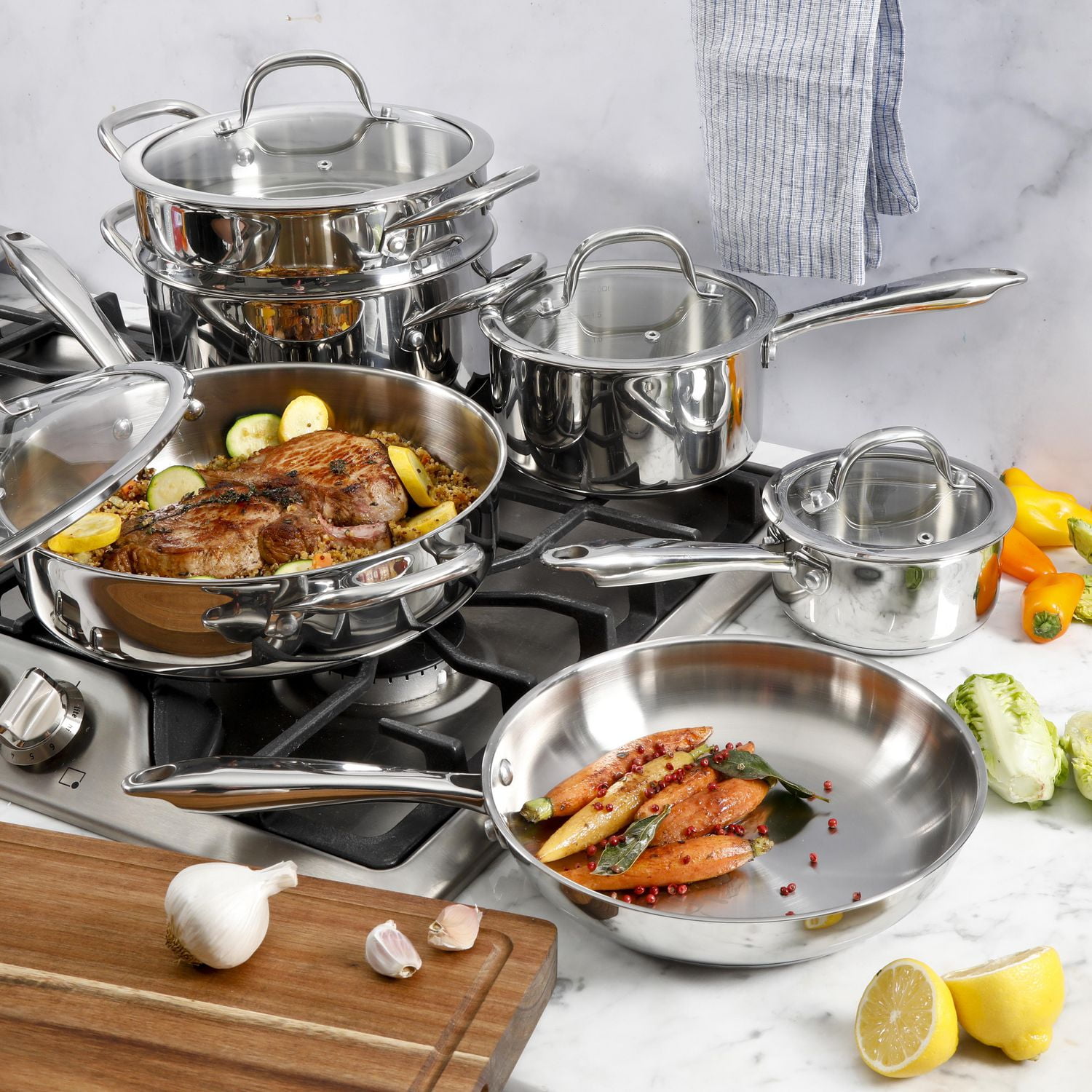 Kenmore Devon Batterie de cuisine en acier inoxydable 10 pièces