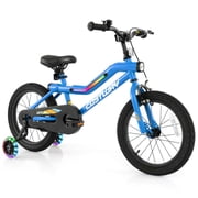 Costway 16" LED Lighted Kids Bike with Adjustable Seat Coaster Brake Training Wheels Blue Patented