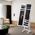 thumbnail image 3 of Costway White Mirrored Jewelry Cabinet Armoire Organizer Storage Box Ring Free Stand, 3 of 9