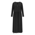 thumbnail image 4 of Gspmoly Robes Décontractées pour Femmes, Robe Décontractée à Taille pour Femmes à Manches Longues avec Fermeture Éclair, Robe Pure à Col en V, Robes d'Été pour Femmes Articles en Liquidation, 4 of 6