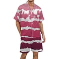 thumbnail image 1 of Men's Gradient Printed Satin Short Sleeve Button Up Pajama Loungewear Set for Comfortable Sleep and Relaxation at Home, 1 of 4