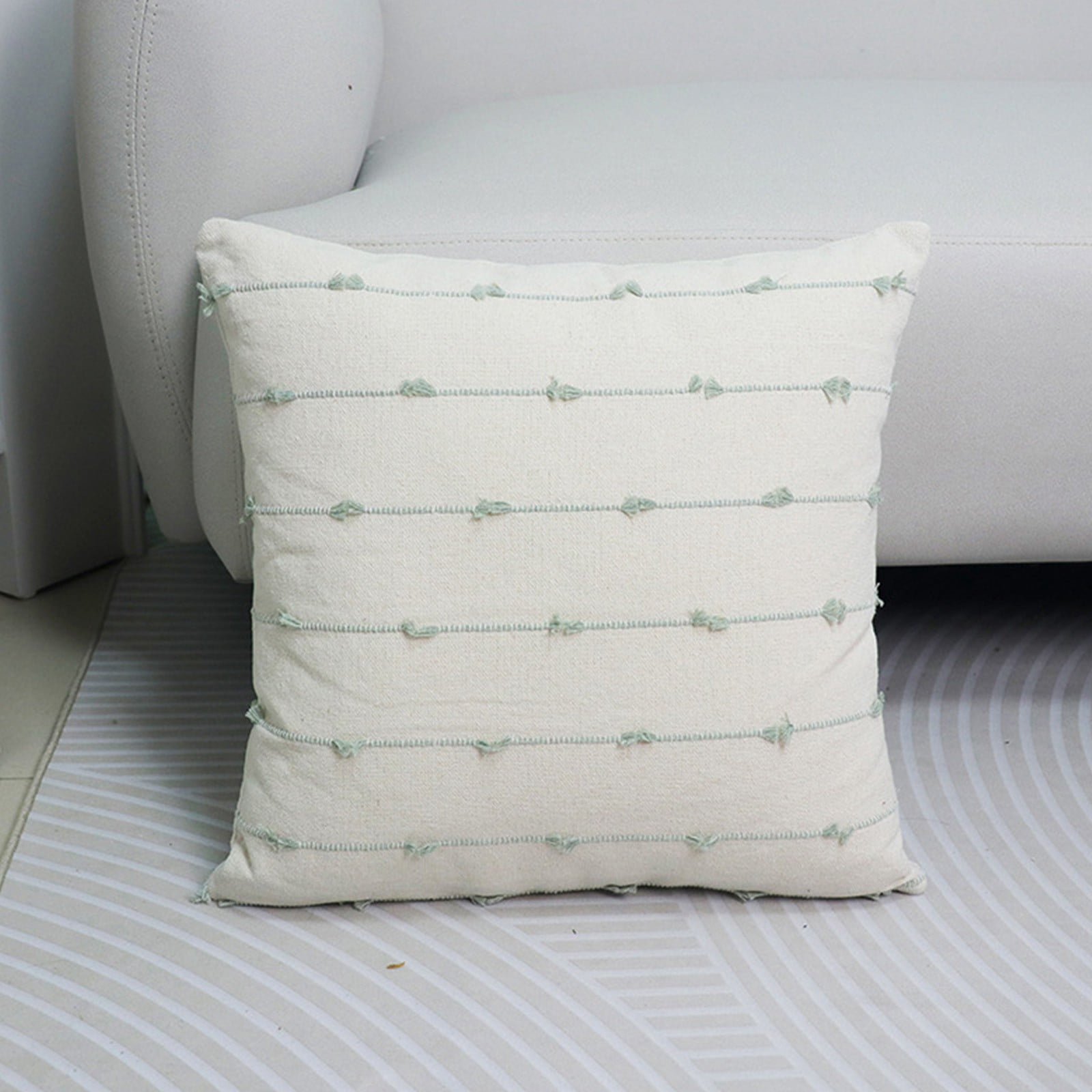 Polyester Pillowcase,Wide Side Striped Pillow,Soft Decorative Pillow,Spring Pillowcase,Sofa Cushion,Living Room,Home Decor,Comfortable Pillow,PENDANE,Mint Green