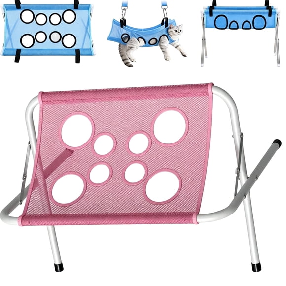 Dog Bath Hammock, Dog Washing Stand - Foldable Pet Grooming Hammock with Iron Stand, 58x31x40cm