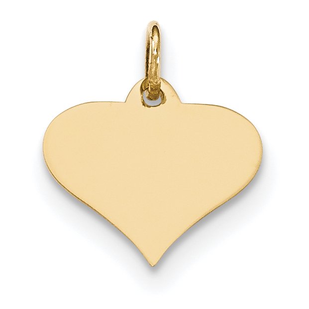 14K Yellow Gold Plain .009 Gauge Engraveable Heart Disc Charm