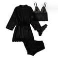 thumbnail image 3 of LSLJS Women Lace Satin Wireless Bra Camisole Shorts Pajamas Robe Four Piece Set, Lingerie Sets, 3 of 7