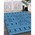 thumbnail image 3 of Ahgly Company Tapis d'Intérieur Lavable à la Machine, Carré, Transitionnel, Bleu, Tapis de Zone, 5 Pieds Carré, 3 of 7