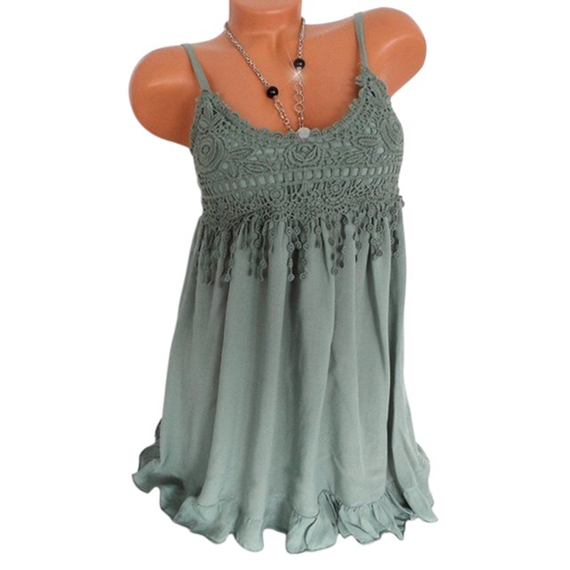 CAROOTU Robe à Bretelles pour Femmes Mini Débardeur en Dentelle Sans Manches Fête Été Plage Robe Courte Grande Taille