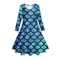 thumbnail image 4 of MIASHUI Robe Sirène Filles Enfants Manches Longues Scintillante Robes de Vacances, Bleu Ciel, 4-5 Ans, 4 of 5