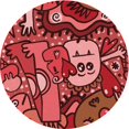 thumbnail image 1 of Ahgly Company Machine Washable Indoor Round Transitional Cranberry Red Area Rugs, 3' Round, 1 of 7