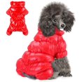 thumbnail image 1 of Reflective Cozy Waterproof Windproof Dog Snowsuit Cute Warm Fleece Padded Cold Weather Pet Clothes - Red Four-leg Style,XXL, 1 of 7