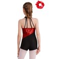 thumbnail image 2 of Miaeowve Tenues de Danse Sans Manches à Paillettes pour Filles, Combinaison Courte avec Couvre-Chef Rouge 4, 2 of 7