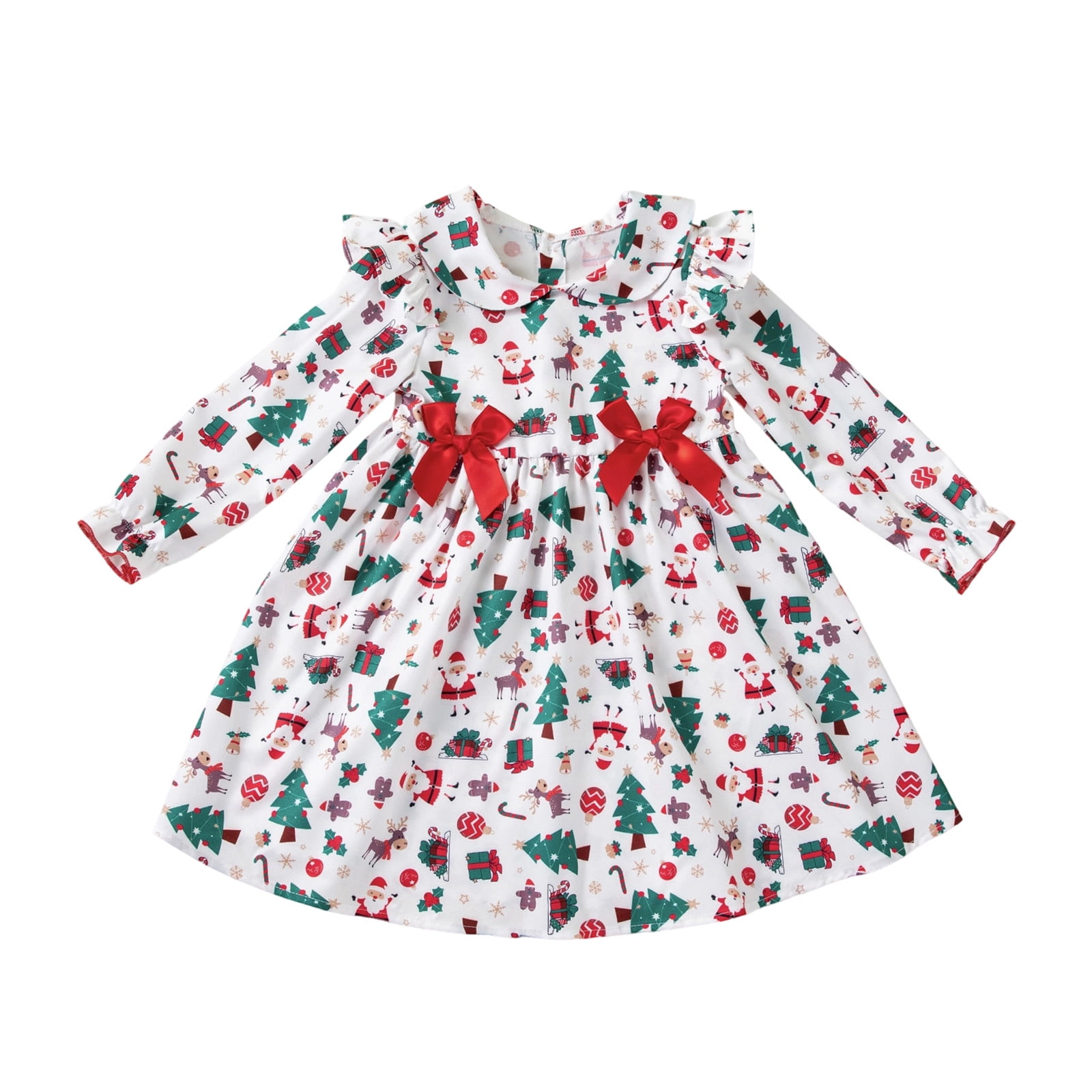 walmart infant christmas dresses SANMIO Baby Girl Christmas Dress Infant Long Sleeve Holiday Outfit Fall Winter Tulle Velvet Dresses with Headband 3M-3T