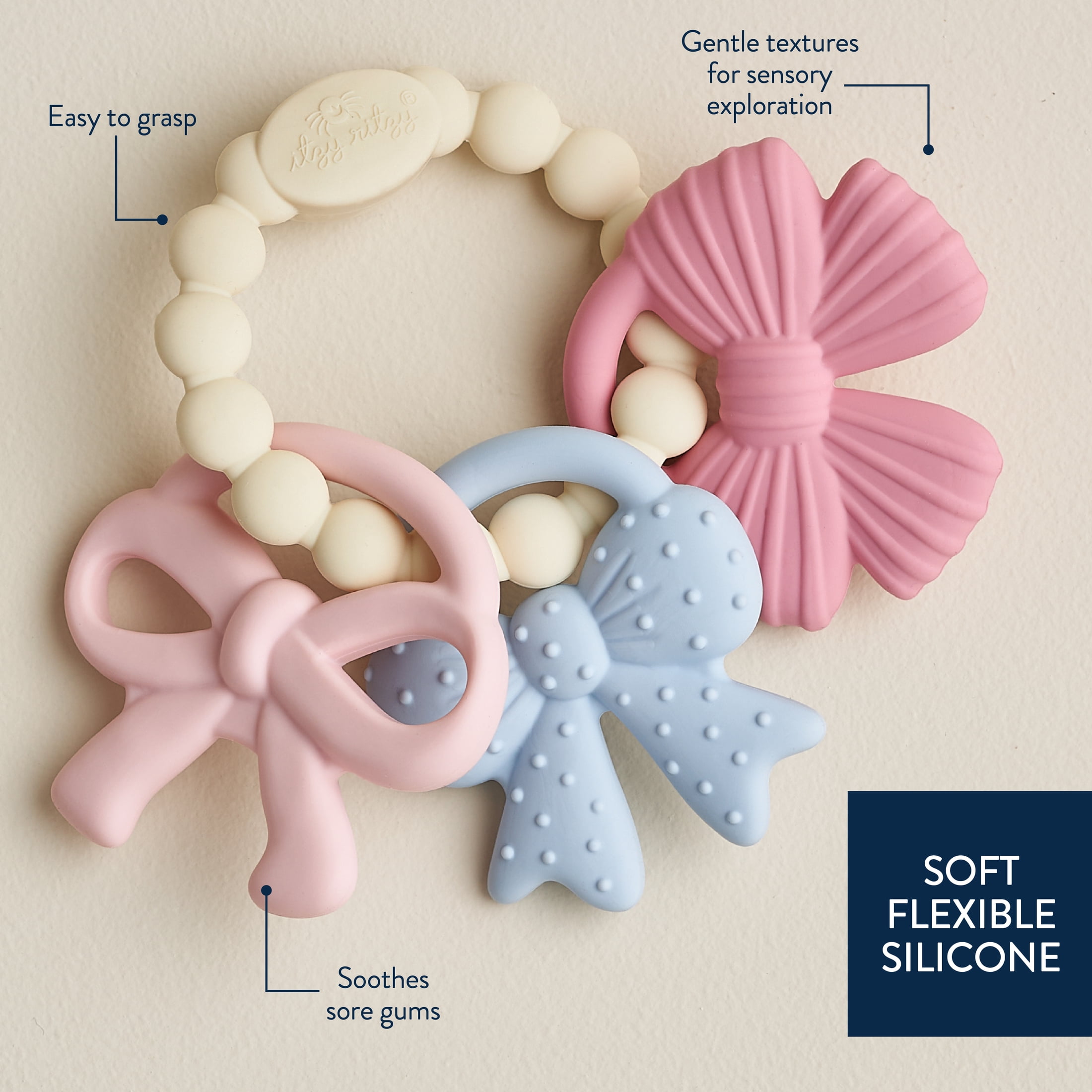 Itzy Ritzy Itzy Trio Bows Baby Teether Toy, Multicolor, 1 Count