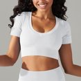 thumbnail image 4 of Besolor Womens Short Sleeve Cropped Workout Tops Round Neck Ribbed Knit Athletic Yoga Running Slim Fitted Gym Shirts, 4 of 6