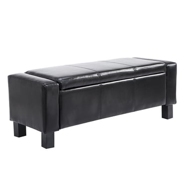 42” Deluxe Faux Leather Padded Storage Ottoman Bench Foot Stool Seat Chair