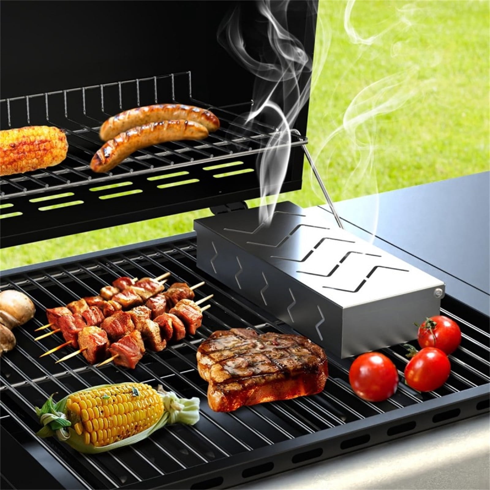 XYAIYT Barbecue Cage Stainless Steel Rolling Grill Basket Non Stick Net for BBQ Smoked Meat Fish Vegetables Heat Resistant Reusable Dishwasher Safe for Gas Charcoal Grills