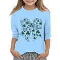 thumbnail image 1 of Chandails pour Filles Taille 14 avec Soutien-Gorge Intégré T-Shirt Graphique de la Saint-Patrick à la Mode Polyvalent Col Rond Manches 3/4 Décontracté, 1 of 4