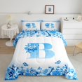thumbnail image 2 of Erosebridal Ensemble de Literie Initiale Lettre Simple, Couette Personnalisée Monogrammée, Décor Floral, Réversible, Léger, 2 Pcs, 2 of 8