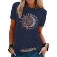 thumbnail image 1 of MAWCLOS Dames Tops Tournesol Imprimé T-Shirt Manches Courtes Tee-Shirt de Mode de Travail Col Rond Top Bleu Marine, 1 of 3