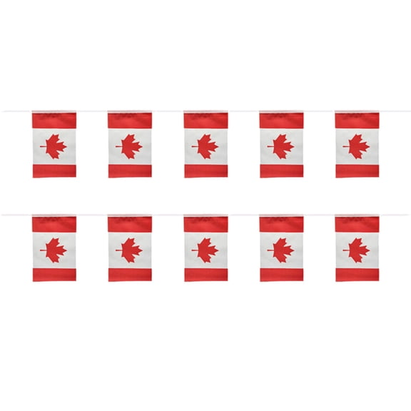 Guirlande Fanion Drapeau à Cordon Canada Petite Mini Fanions Canadiens Guirlande Bannière Fête du Canada National Pays Décoration pour École Fête Événements Sportifs Festif Patriotique Chemins de Table en Dentelle 72 Pouces de Long