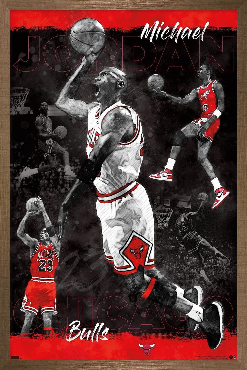 Michael Jordan - Sketch Wall Poster, 22.375" x 34" Framed