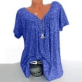 thumbnail image 1 of EGNMCR T-Shirts pour Femmes Femmes Grande Taille Manches Courtes Col en V Blouse à Imprimé Chandail Hauts Manches Courtes Blouses, 1 of 8