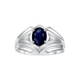 thumbnail image 1 of RYLOS Men's Rings 14K White Gold Rings Classic Designer Style 9X7MM Oval Gemstone &  Diamond Ring Sapphire September Birthstone Rings For Men Size 13, 1 of 7