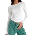 thumbnail image 1 of T-Shirts pour Femmes 2025, T-Shirts Femmes, T-Shirt à Col Rond pour Femmes à Manches Longues pour Femmes Hauts à Manches Basique Ajusté Court T-Shirts de Compression à Manches Longues pour Femmes T-Shirts Tricotés Couche Côtelée Tee, 1 of 6