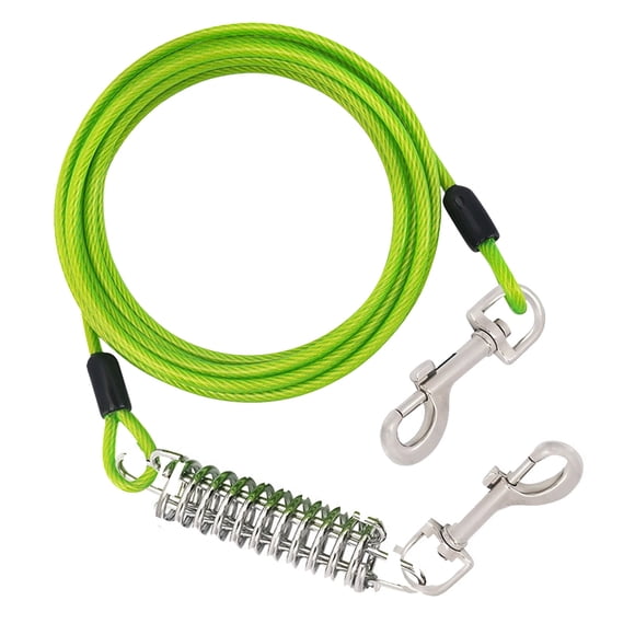 Dog Tie Out 8m Long Metal Leash with Spring Swivel Clips Heavy Duty for Outside Yard Camping