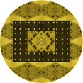 thumbnail image 1 of Ahgly Company Machine Washable Indoor Round Transitional Yellow Area Rugs, 6' Round, 1 of 7
