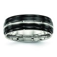 thumbnail image 1 of Bague Bordée IP Noire Polie en Acier Inoxydable 10.5 Size, 1 of 6