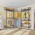 thumbnail image 3 of Garment Rack Heavy Duty Clothes Rack for Hanging Clothes Expandable Industrial Pipe Wall Mounted Clothing Racks Adjustable Storage Wardrobe Closet Kit Walk in Closet Systems, 3 of 7