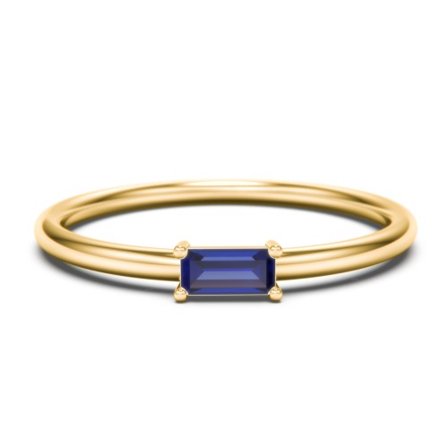 East-West Stackable Baguette Birthstone Ring - Blue Sapphire (September)