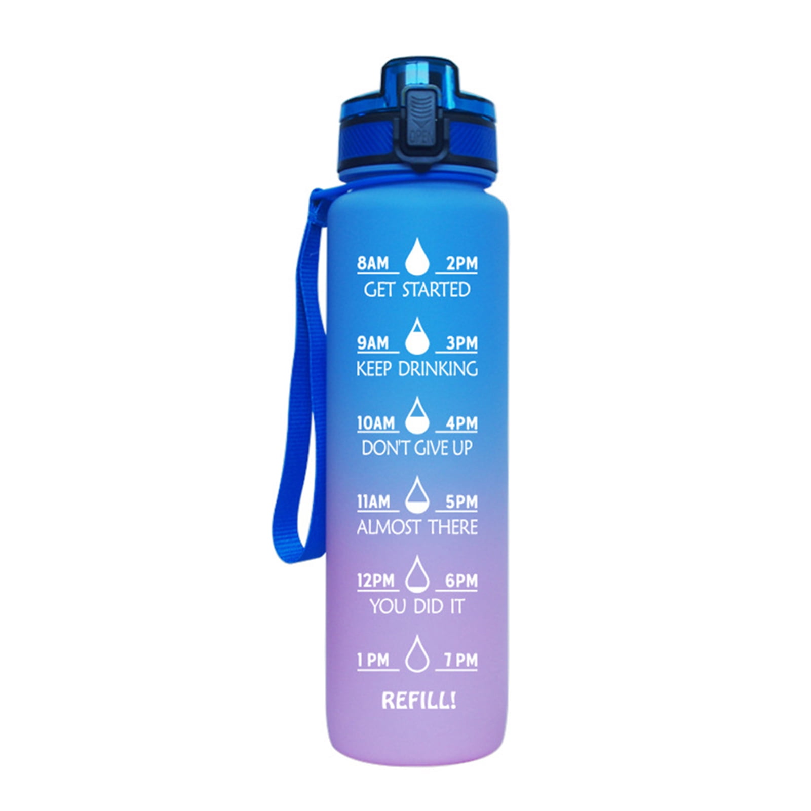 Yeacher 1L Motivational Sports Water Bottle Leakproof Flip Water Bottle with Time Marker and Removable Strainer for Outdoor Sports Gym Workout Fitness